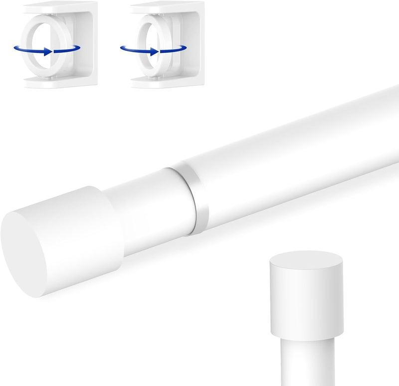 Tiemlet White Spring Tension Rod, 24 to 48 Inch Adjustable Tension Rod, No-Drill Easy Installation Rust-Resistant Spring rod, Suitable for Closets Rod, Shoe Cabinets - Image 1
